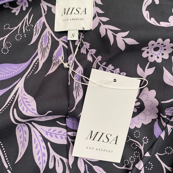 NWT Misa Los Angeles Women's Sylvia Floral Wrap Midi Dress Sz Small Indigo Vines - Picture 7 of 9